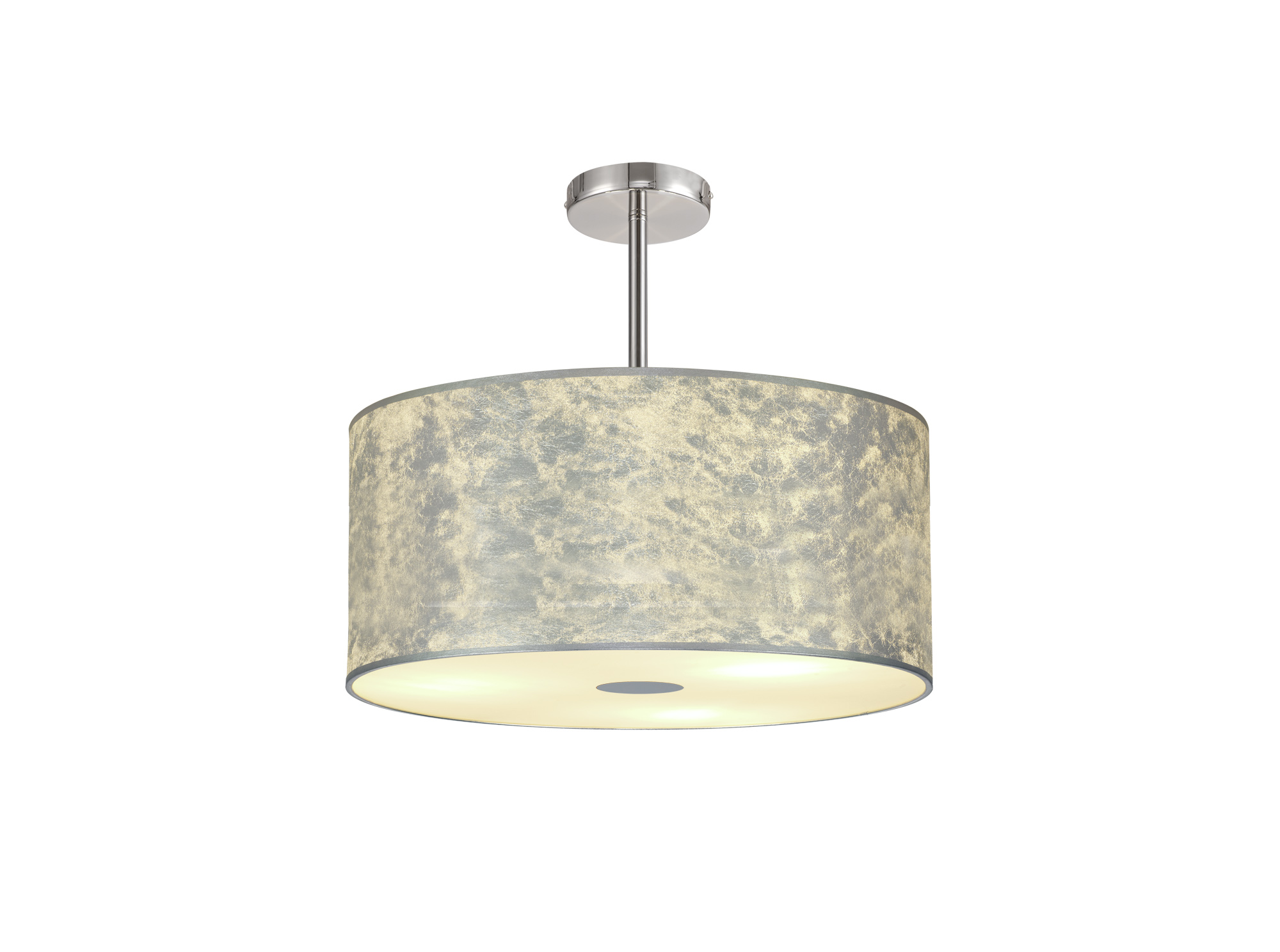 DK0816  Baymont 50cm Semi Flush 5 Light Polished Chrome, Silver Leaf, Frosted Diffuser